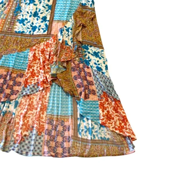 Kori Patchwork Hi-Low Maxi Festival Western Cowgirl Skirt Sz M - Picture 6 of 14